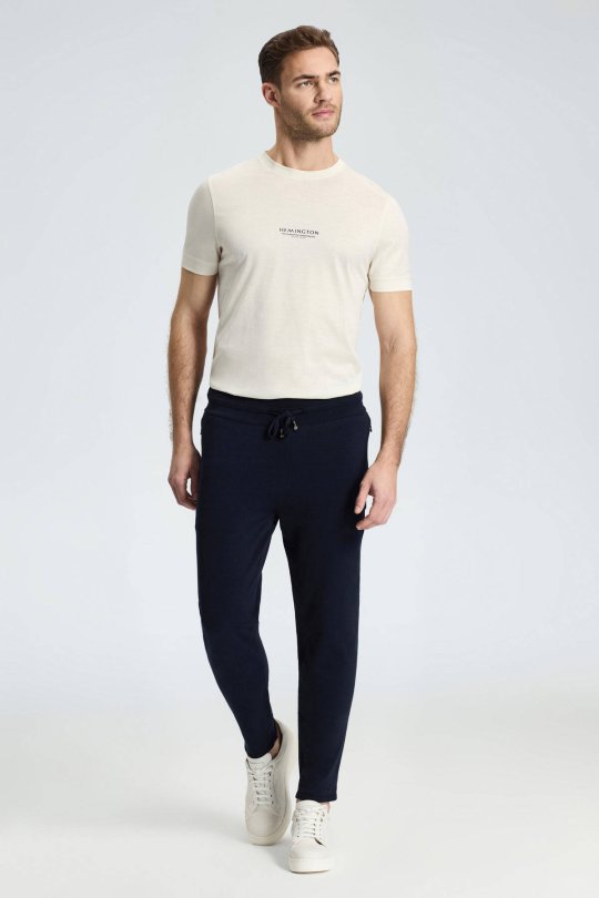 Bağcıklı Lacivert Slim Fit Triko Pantolon