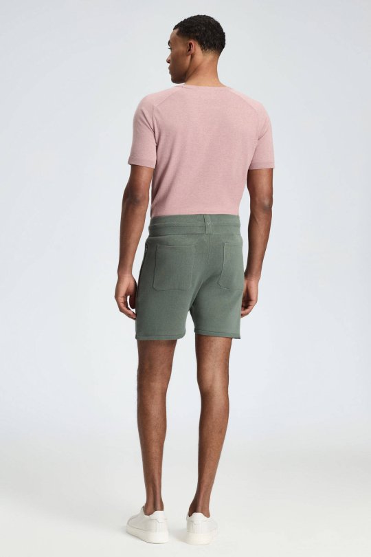 Bağcıklı Nakış Logolu Haki Triko Şort