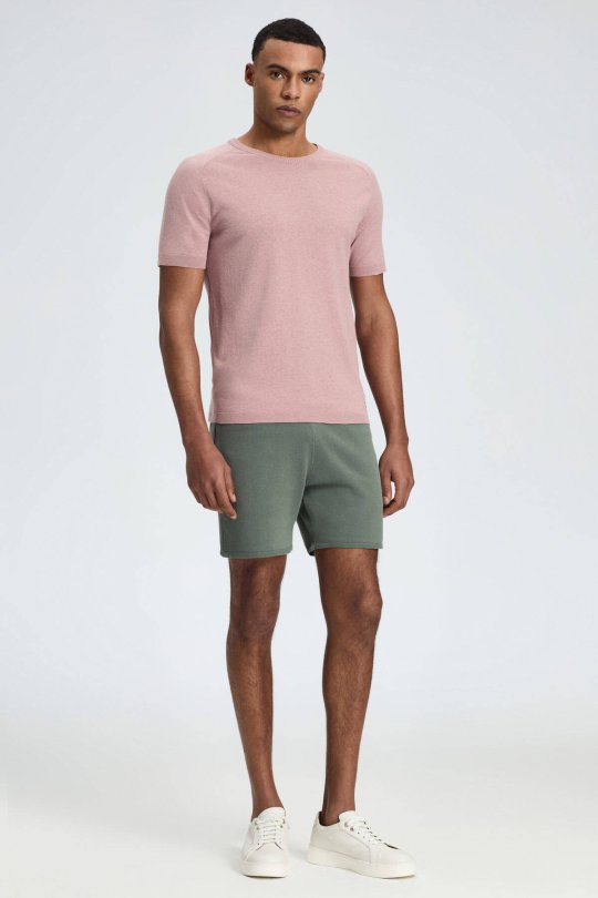 Bağcıklı Nakış Logolu Haki Triko Şort