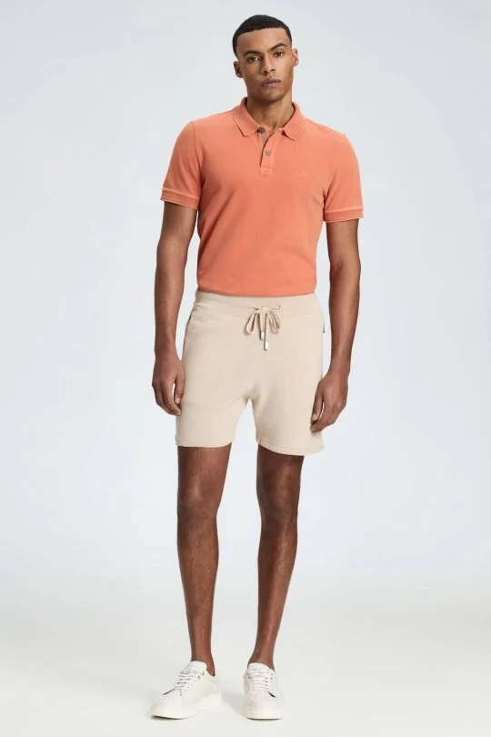 Hemington - Bağcıklı Nakış Logolu Krem Rengi Triko Şort (1)