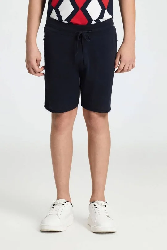 Hemington - Bağcıklı Nakış Logolu Lacivert Triko Çocuk Şort (4)