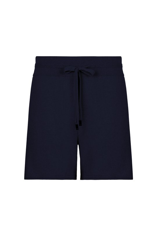 Bağcıklı Nakış Logolu Lacivert Triko Şort