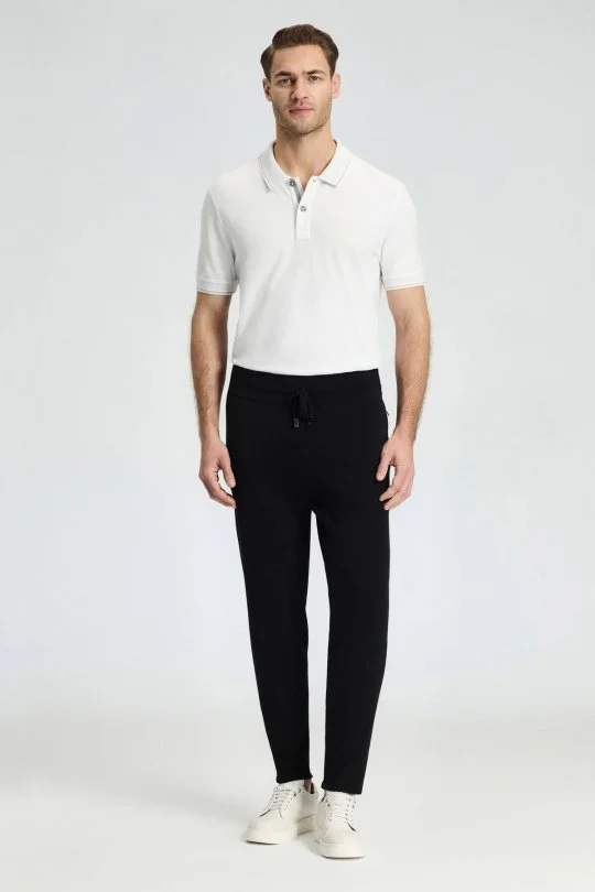 Hemington - Bağcıklı Siyah Slim Fit Triko Pantolon (2)