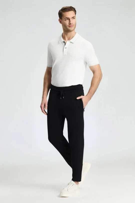 Hemington - Bağcıklı Siyah Slim Fit Triko Pantolon (1)