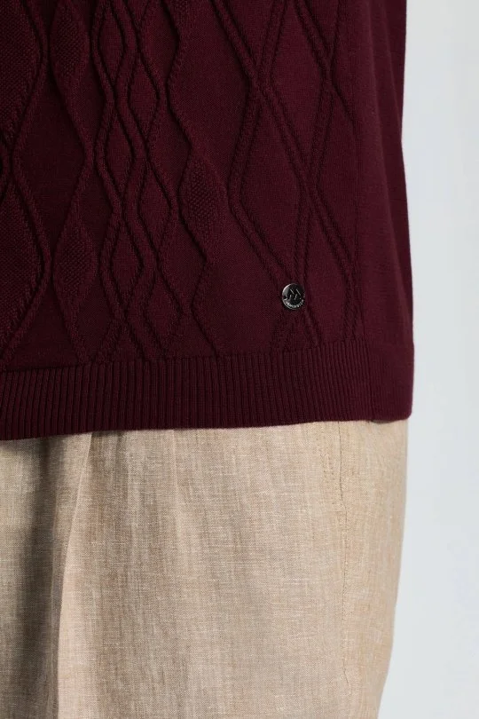 Hemington - Baklava Desen Bordo Giza Pamuk Triko Polo (5)