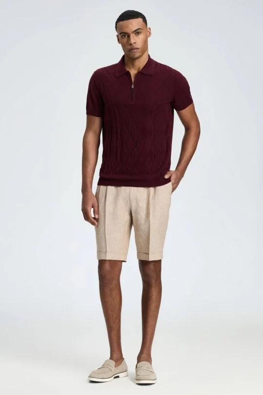 Hemington - Baklava Desen Bordo Giza Pamuk Triko Polo (1)