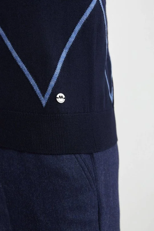 Hemington - Baklava Desen Lupetto Yaka Merino Yün Lacivert Triko (4)