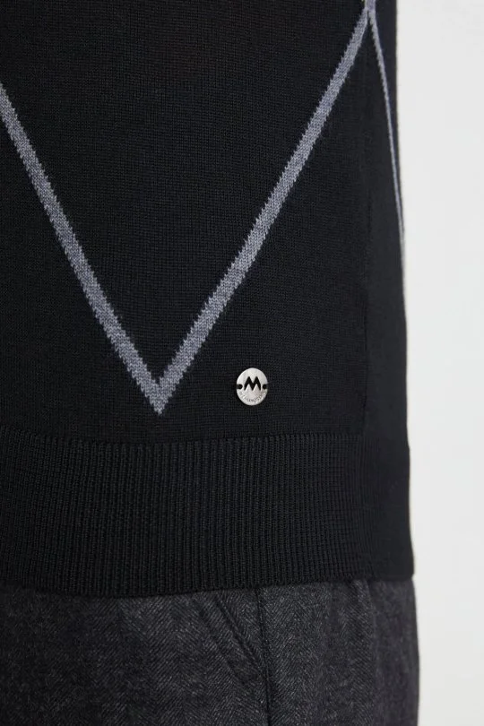 Hemington - Baklava Desen Lupetto Yaka Merino Yün Siyah Triko (4)