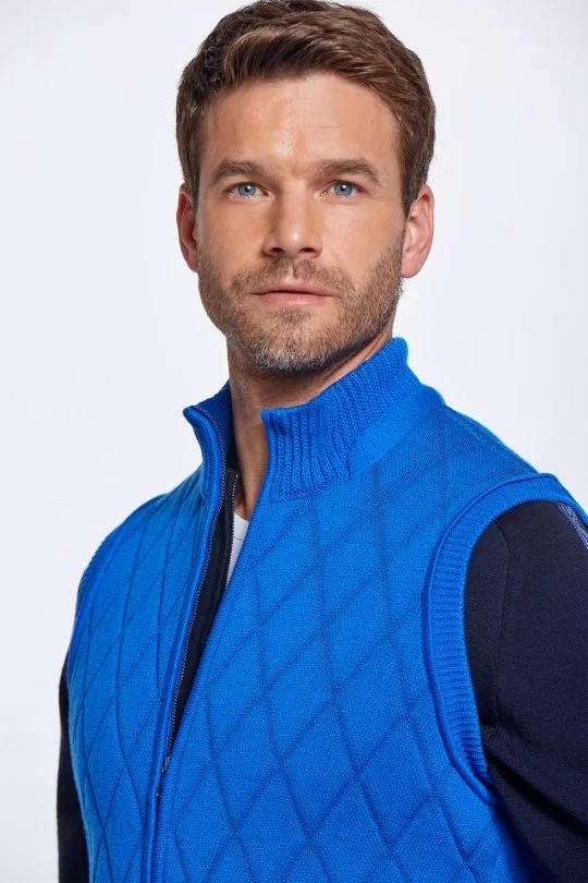 Hemington - Merino Yün Activewear Mavi Triko Yelek (3)