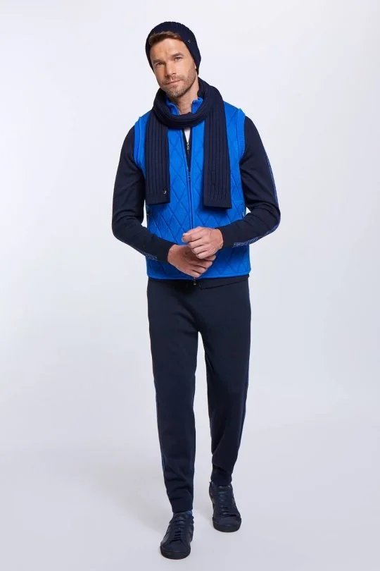 Hemington - Merino Yün Activewear Mavi Triko Yelek (4)