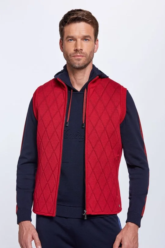 Hemington - Merino Yün Activewear Kırmızı Triko Yelek (1)