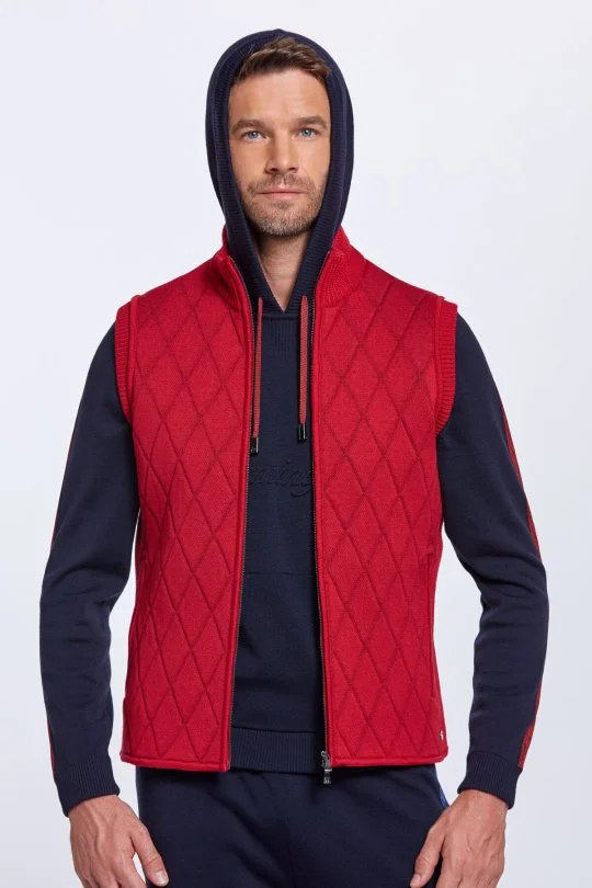 Hemington - Merino Yün Activewear Kırmızı Triko Yelek (5)