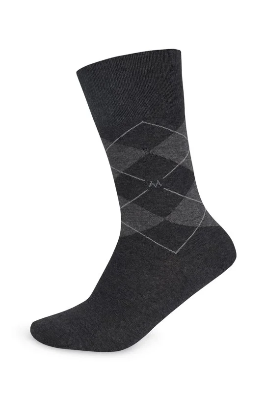 Hemington - Baklava Desenli Antrasit Pamuk Çorap