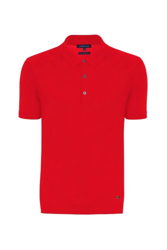 Hemington - Argyle Desen Giza Pamuk Kırmızı Triko Polo (5)