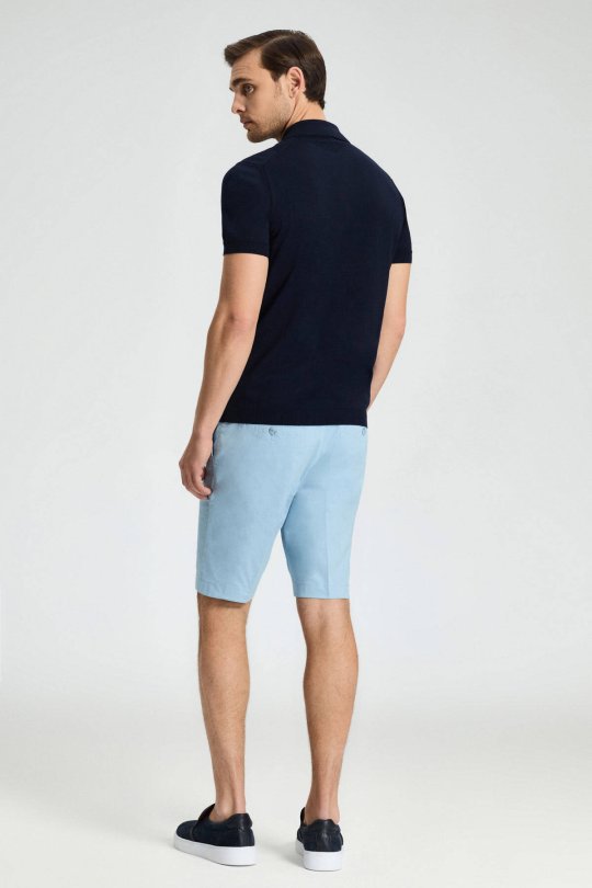 Baklava Desen Giza Pamuk Lacivert Triko Polo