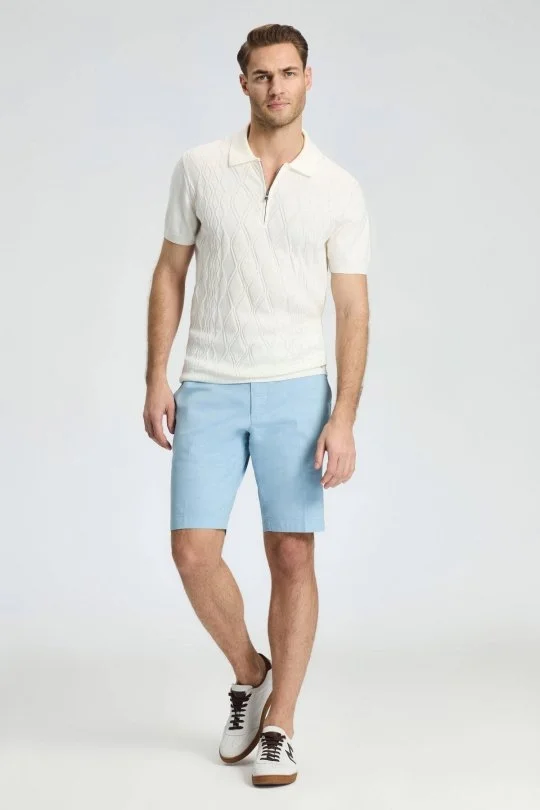 Hemington - Baklava Desen Kırık Beyaz Giza Pamuk Triko Polo (2)