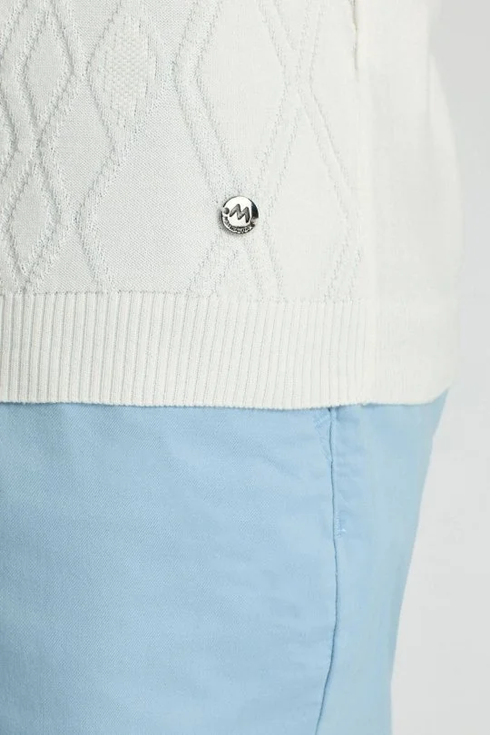 Hemington - Baklava Desen Kırık Beyaz Giza Pamuk Triko Polo (6)