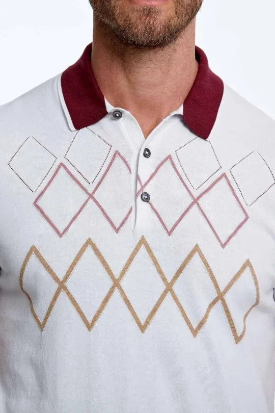 Hemington - Baklava Desen Saf Pamuk Kırık Beyaz Triko Polo (5)