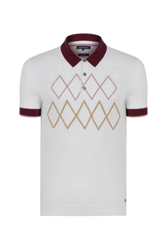 Hemington - Baklava Desen Saf Pamuk Kırık Beyaz Triko Polo (7)
