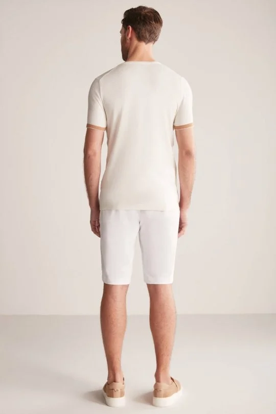 Hemington - Argyle Desen Krem Rengi-Beyaz Giza Pamuk Triko T-Shirt (6)