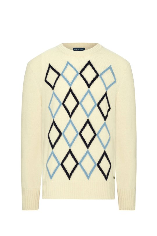 Baklava Desen Lambswool Ekru Kazak