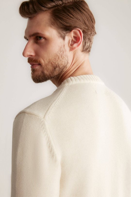 Baklava Desen Lambswool Ekru Kazak