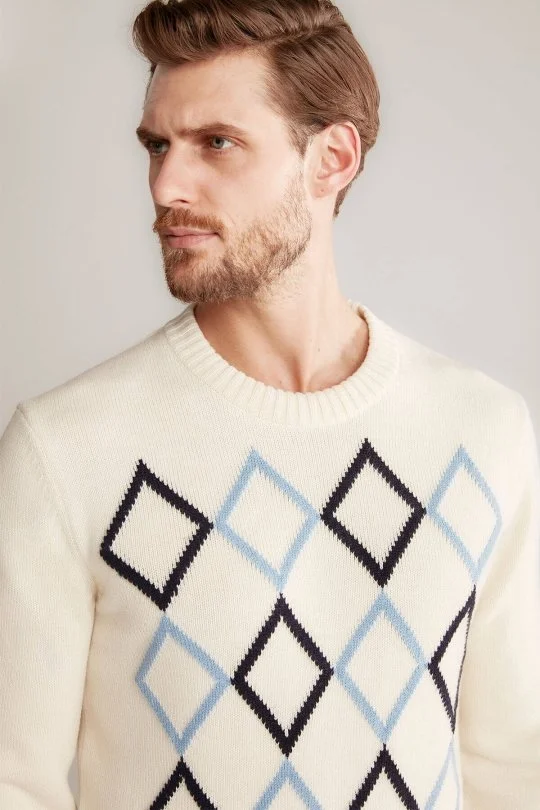 Hemington - Baklava Desen Lambswool Ekru Kazak (2)