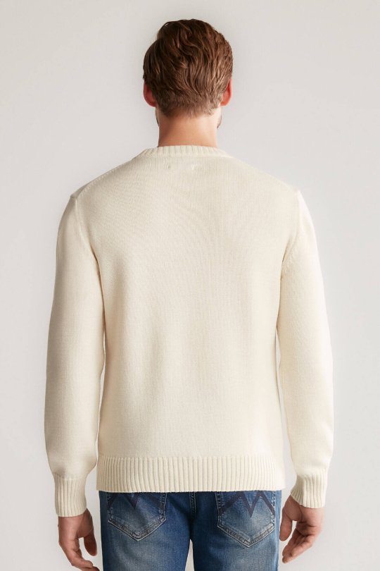 Baklava Desen Lambswool Ekru Kazak