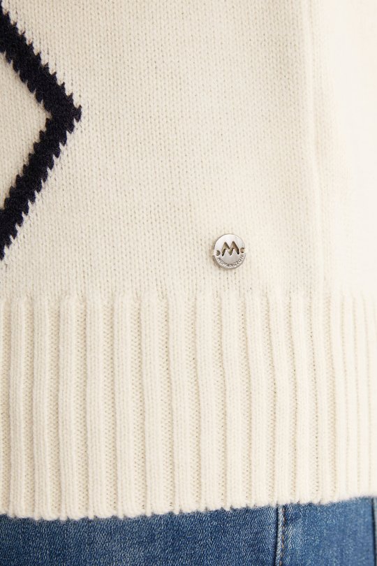 Baklava Desen Lambswool Ekru Kazak