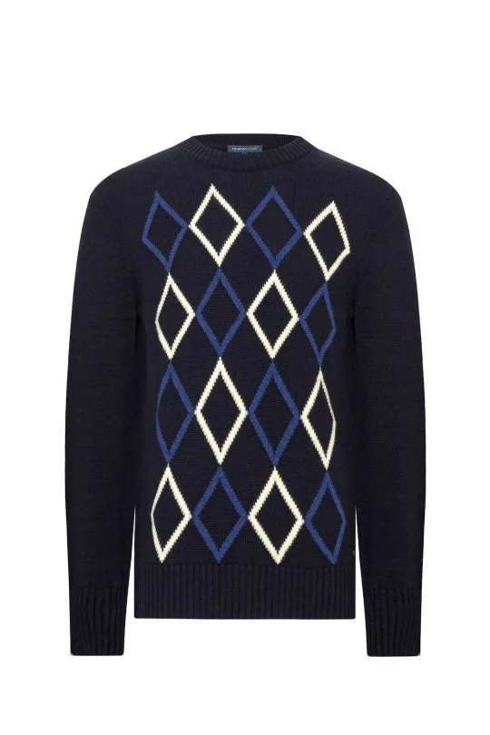 Hemington - Baklava Desen Lambswool Lacivert Kazak (7)