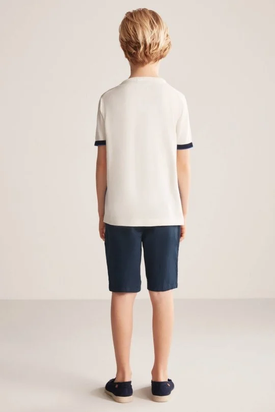 Hemington - Argyle Desen Mavi-Beyaz Giza Pamuk Çocuk Triko T-Shirt (4)