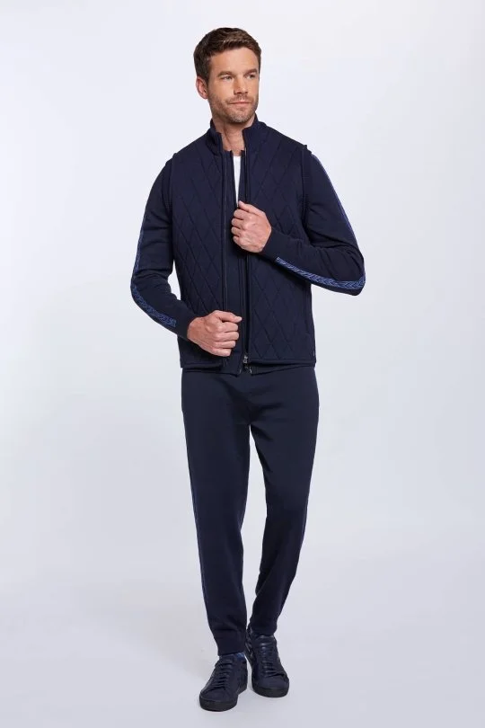 Hemington - Merino Yün Activewear Lacivert Triko Yelek (2)