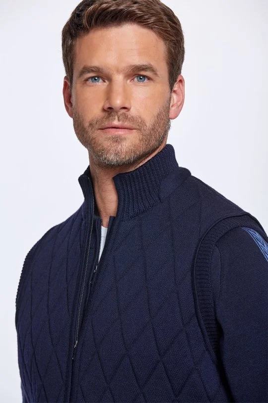Hemington - Merino Yün Activewear Lacivert Triko Yelek (3)