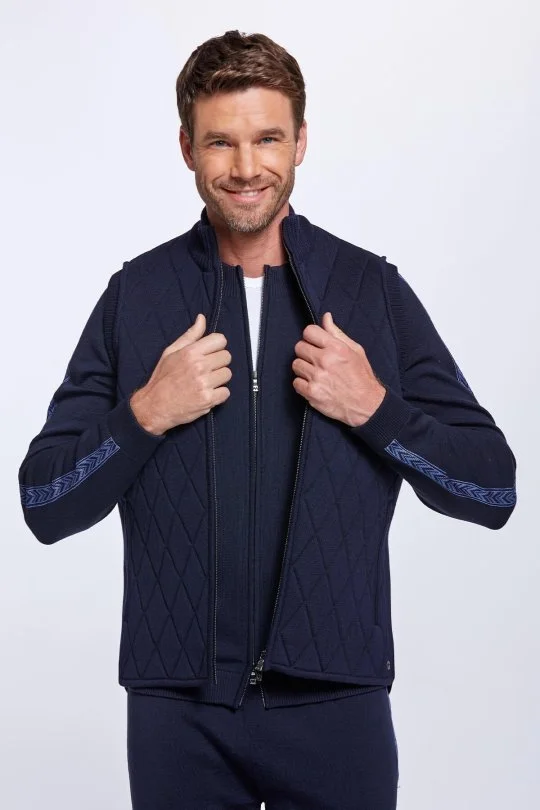 Hemington - Merino Yün Activewear Lacivert Triko Yelek (5)