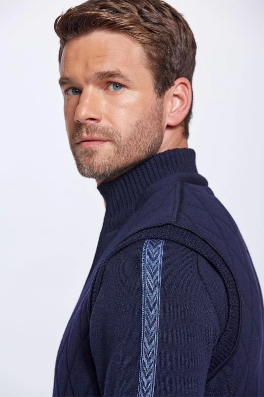 Hemington - Merino Yün Activewear Lacivert Triko Yelek (7)