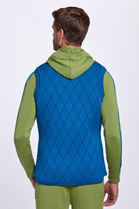 Hemington - Merino Yün Activewear Petrol Mavisi Triko Yelek (3)