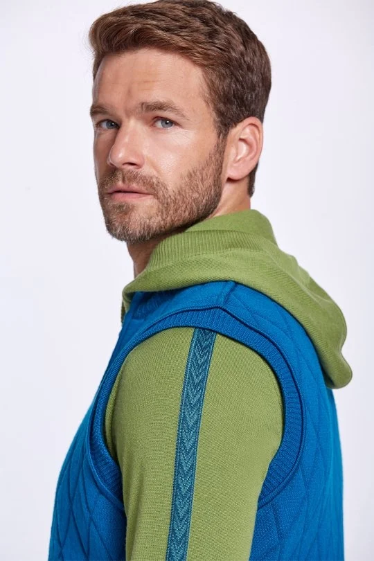 Hemington - Merino Yün Activewear Petrol Mavisi Triko Yelek (5)