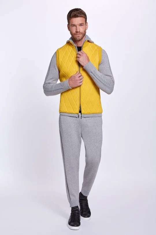 Hemington - Merino Yün Activewear Sarı Triko Yelek (1)
