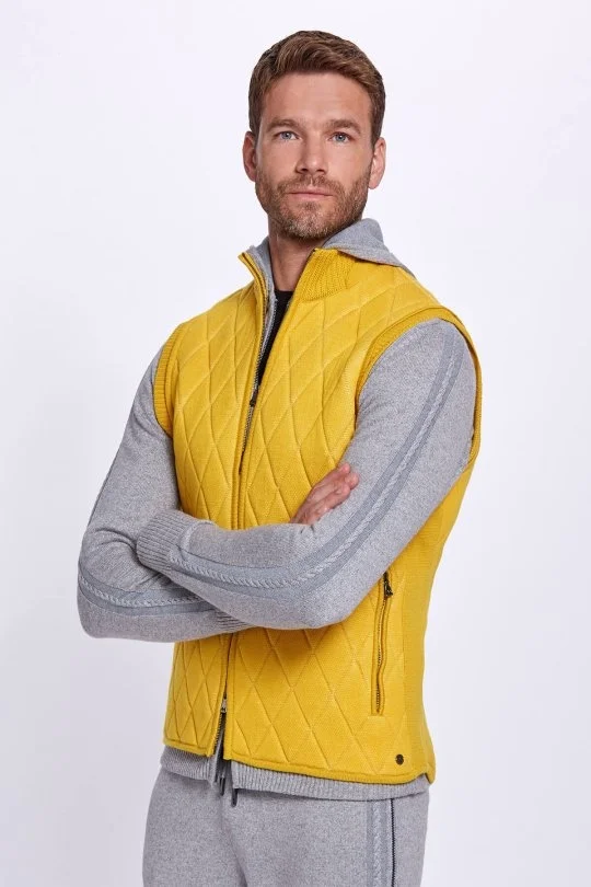 Hemington - Merino Yün Activewear Sarı Triko Yelek (2)