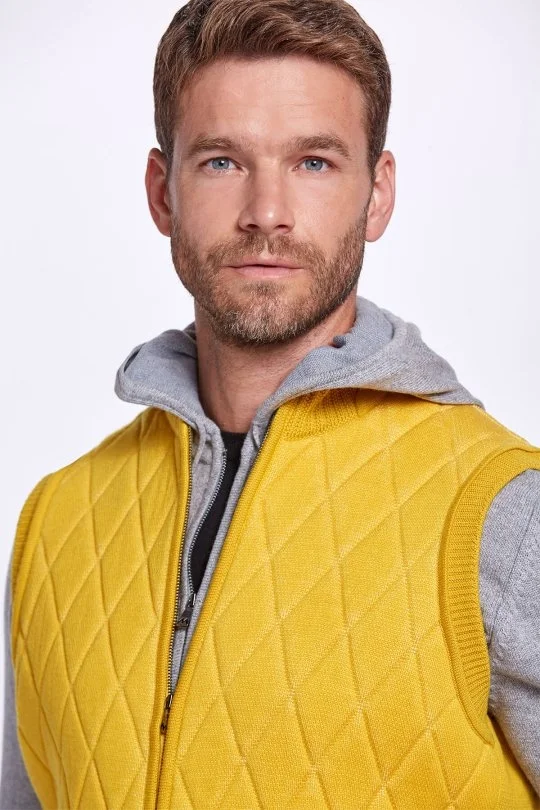 Hemington - Merino Yün Activewear Sarı Triko Yelek (4)