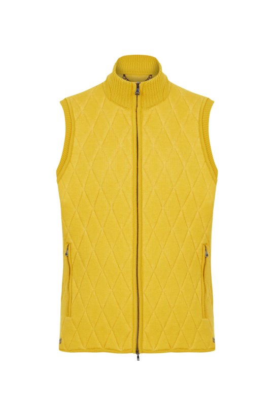 Merino Yün Activewear Sarı Triko Yelek