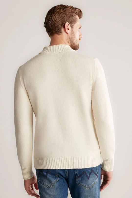 Hemington - Baklava Desen Polo Yaka Lambswool Ekru Kazak (6)