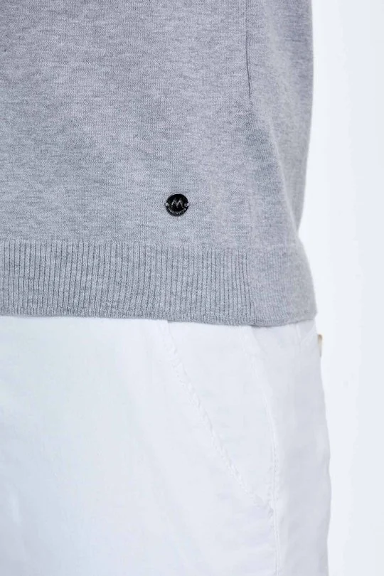 Hemington - Baklava Desen Saf Pamuk Açık Gri Triko Polo (5)