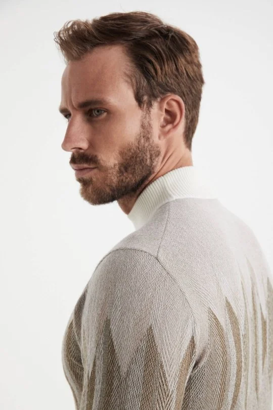 Hemington - Balıkçı Yaka Desen Kaşmir Kahverengi Kazak (4)