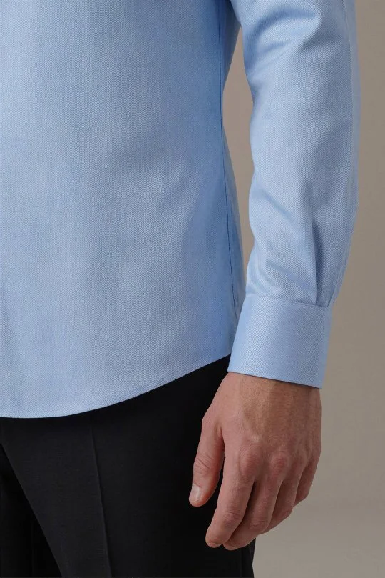 Balıksırtı Desen Non-Iron Açık Mavi Gömlek