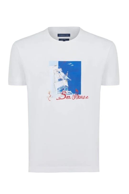 Hemington - Baskılı Beyaz Pima Pamuk T-Shirt (7)