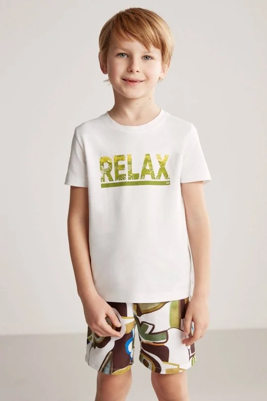 Hemington - Baskılı Pima Pamuk Beyaz Çocuk T-Shirt (4)