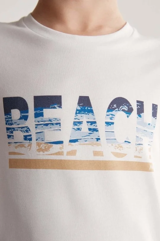 Hemington - Beach Baskılı Beyaz Pima Pamuk Çocuk T-Shirt (5)