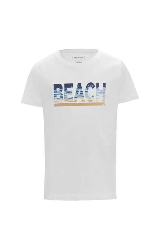 Hemington - Beach Baskılı Beyaz Pima Pamuk Çocuk T-Shirt (6)