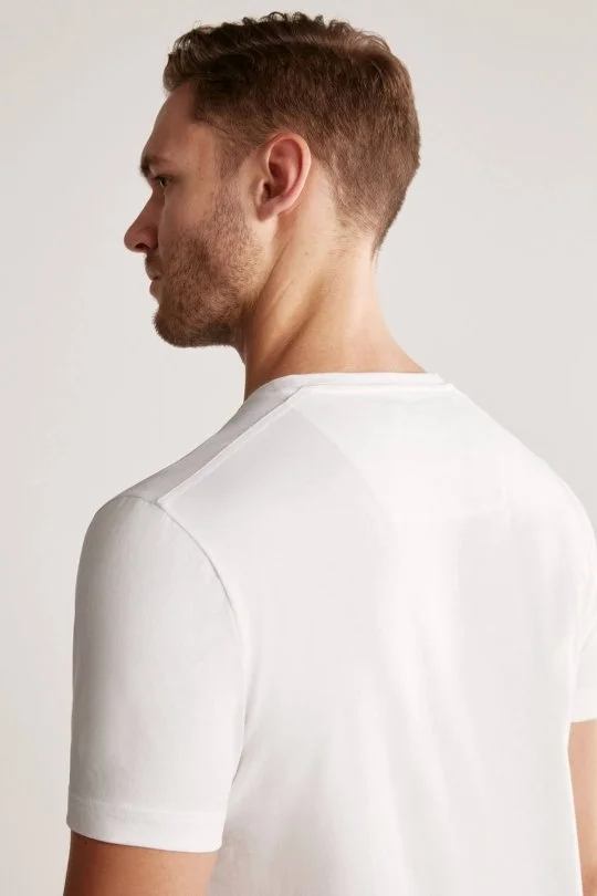 Hemington - Beach Baskılı Beyaz Pima Pamuk T-Shirt (4)